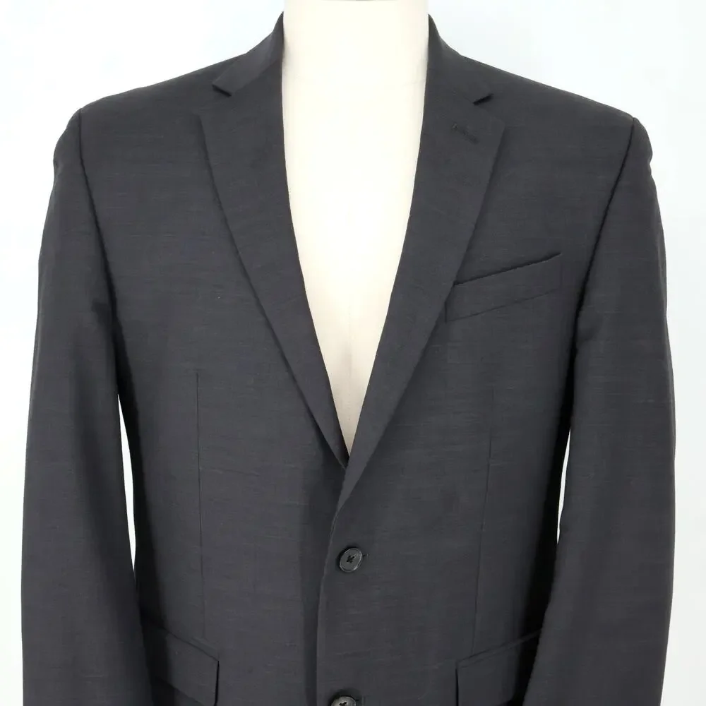 Kenneth Cole Sport Coat Mens 42R Dark Gray Wool Jacket Lined Blazer Preppy